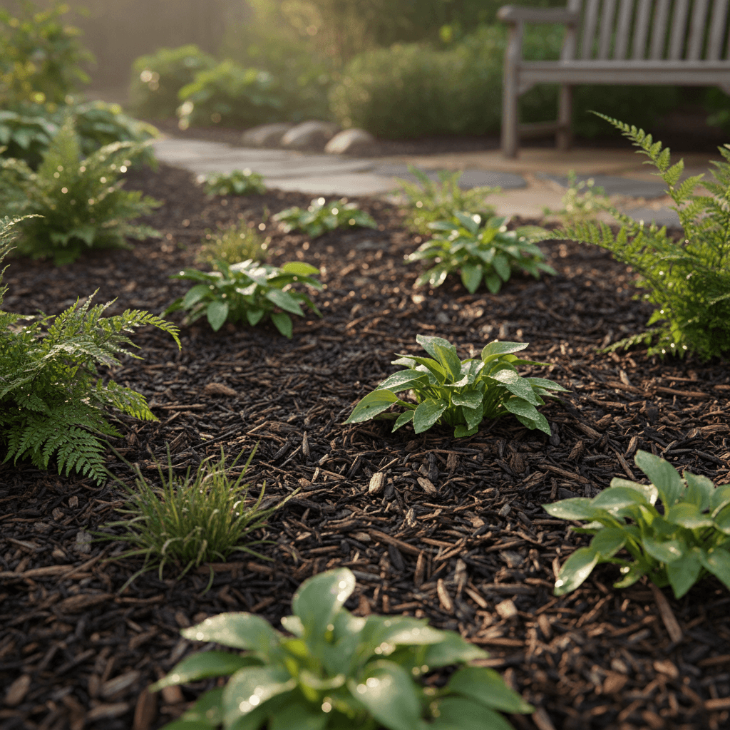Landscape mulch and garden bed detail